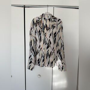 St. John abstract geometric silk blend blouse shirt